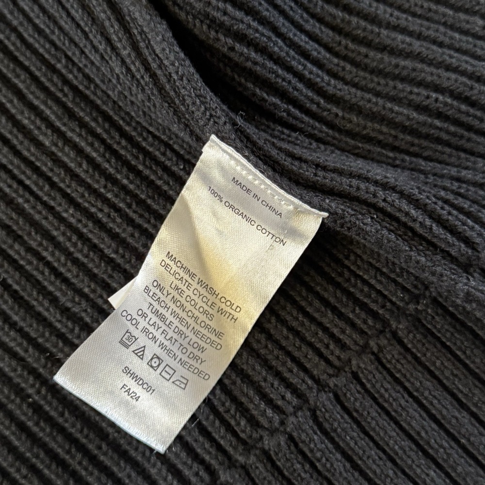Quince Organic Cotton Oversized Rib Knit Cardigan Sweater Black 2X Plus Women's - Picture 6 of 8